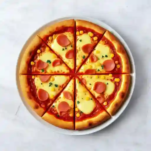 Pizza De 6 Porciones Jamon Y Queso Con Maiz Gratis