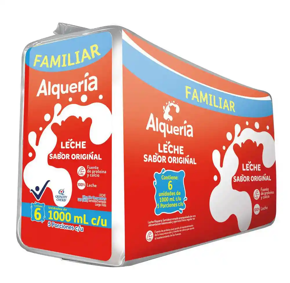 Leche Alqueria Semidescremada Original Sixpack (6000 Ml)