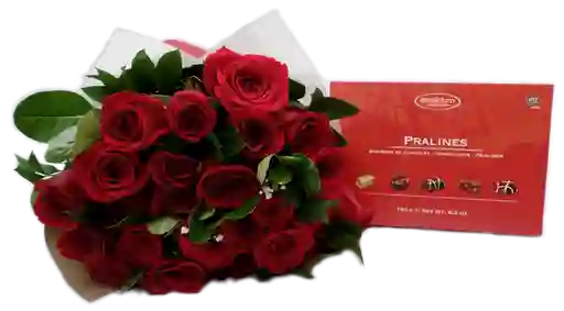 Rosas Rojas Bouquet 24 Flores Frescas Y Chocolates