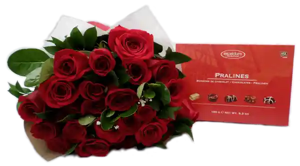 Rosas Rojas Bouquet 24 Flores Frescas Y Chocolates