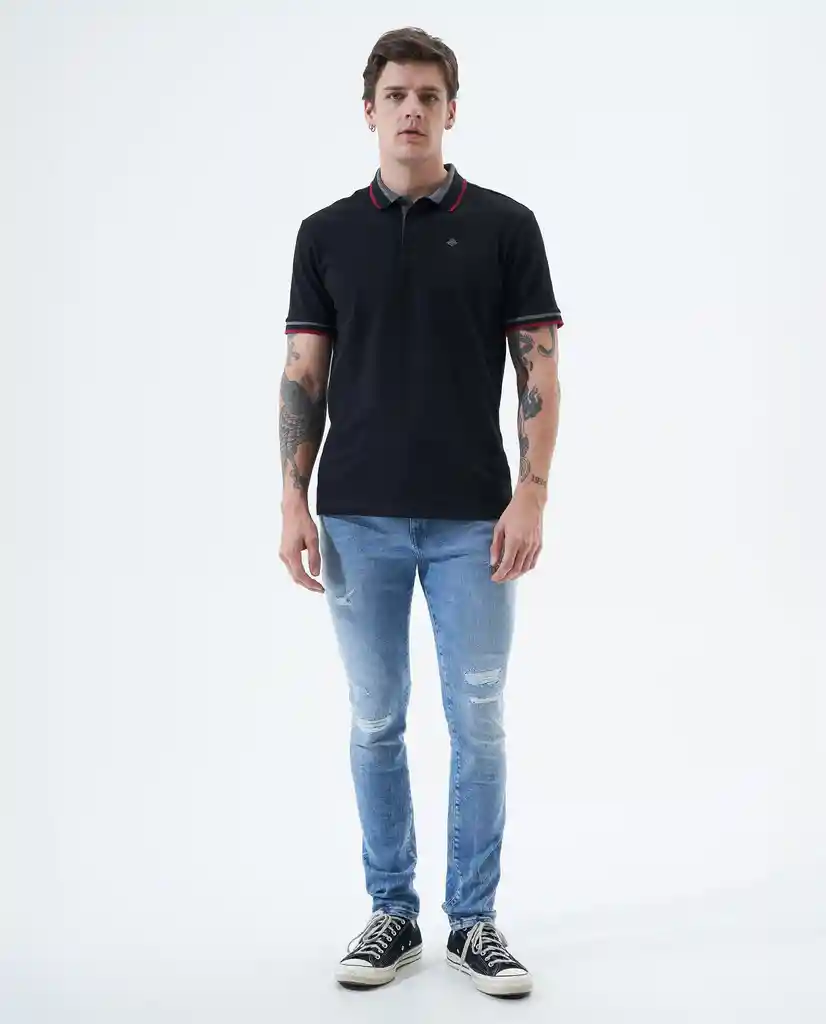 Polo Con Detalles Al Contraste Para Hombre