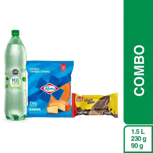 Combo H2Oh Lima Limón 1.5 L + Chococono + Ponqué Ramo