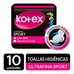 Kotex Toalla Femenina Sport Ultradelgadas 10 Und