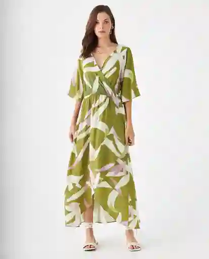 Vestido Largo Verde Arvejo Medio Talla L 499F015 Esprit