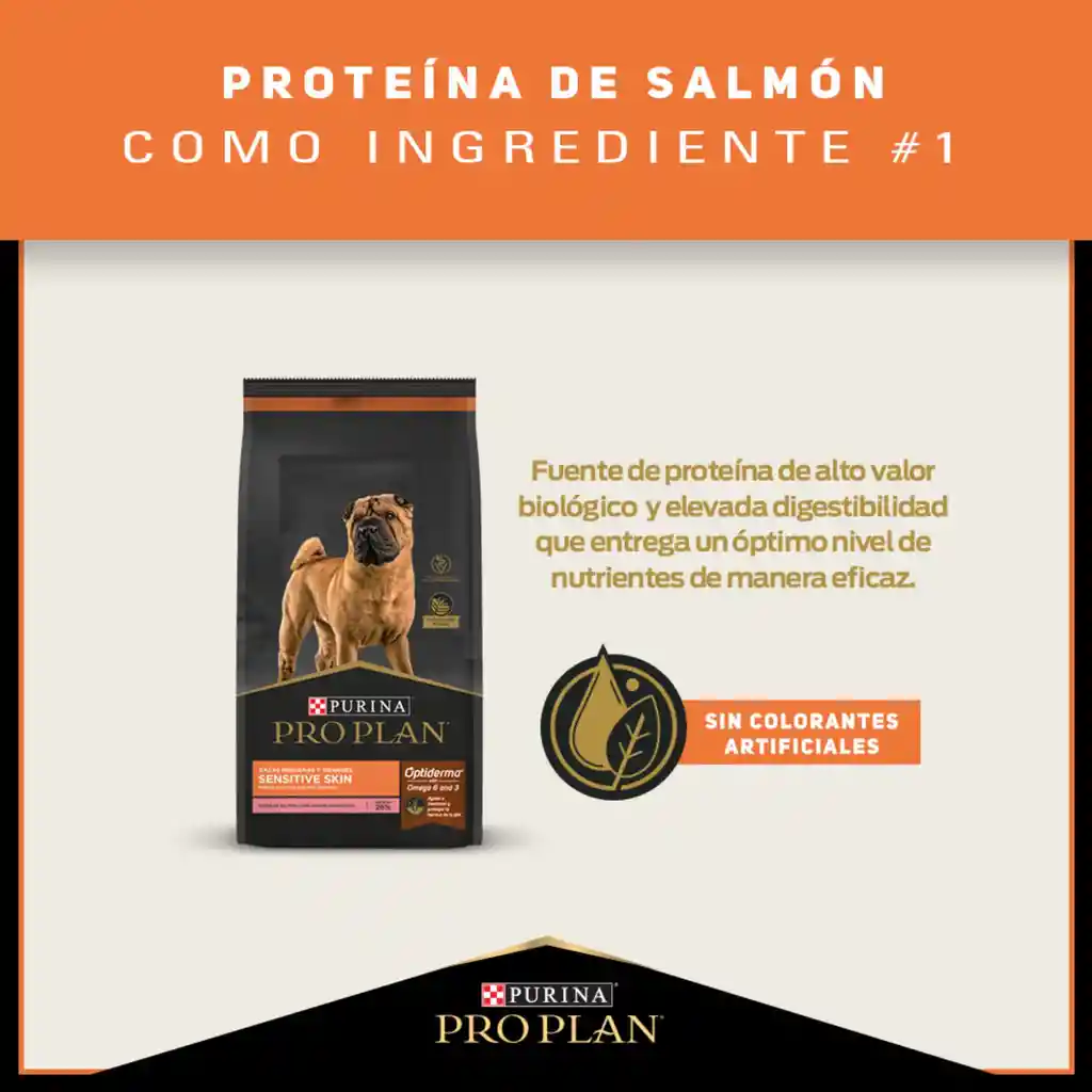 Comida para perros adultos piel sensible razas medianas y grandes Purina Pro Plan x 3 kg