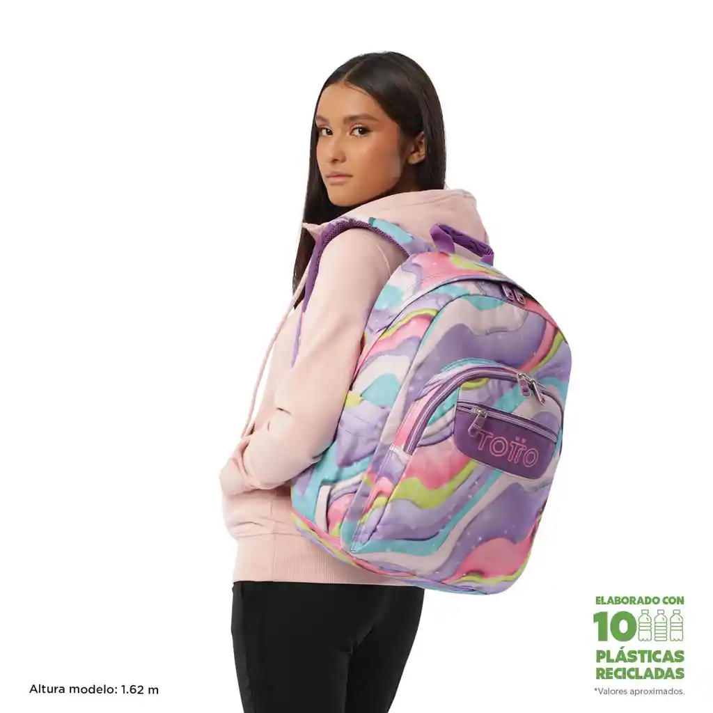 Morral Juvenil Porta Pc 14" Acuarela Morada