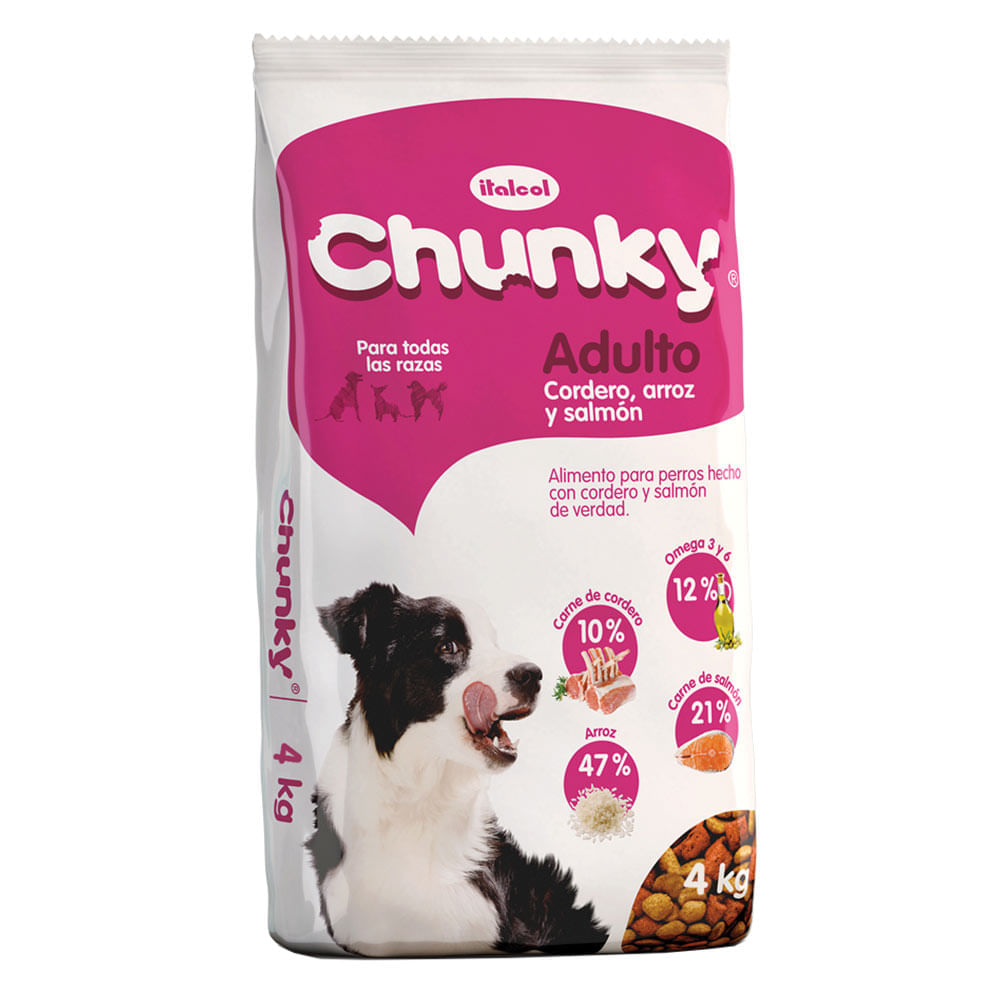 Chunky Alimento para Perro Adulto con Cordero Arroz y Salmon 4 kg