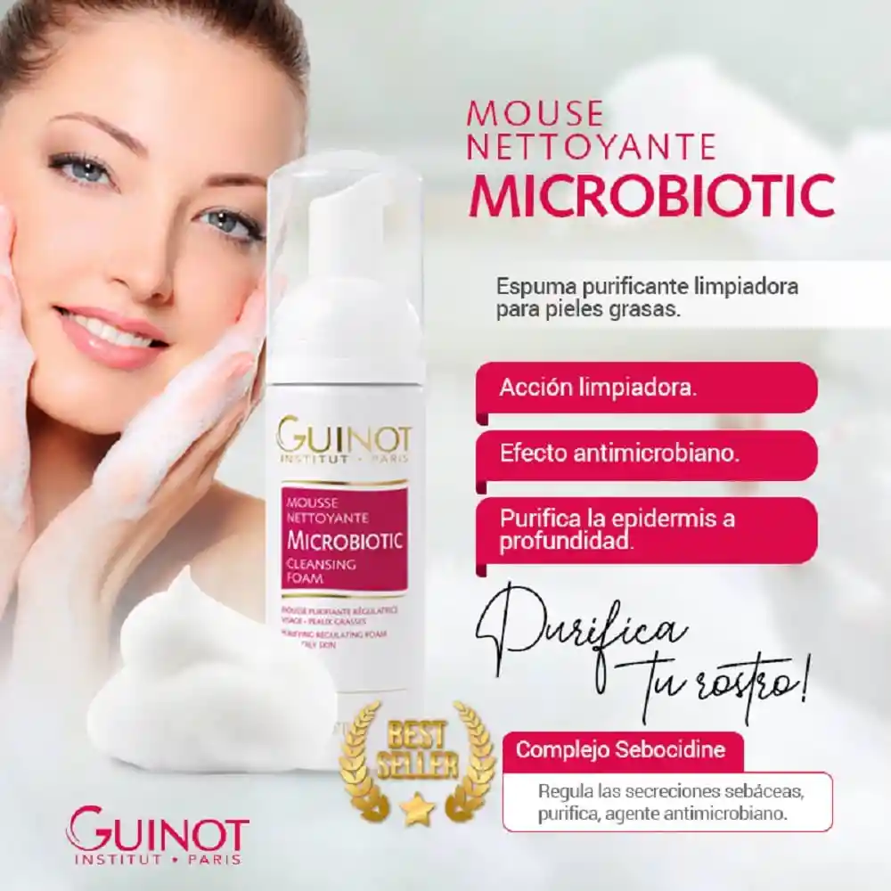 Espuma Limpiadora Facial Guinot Microbiotic Frasco