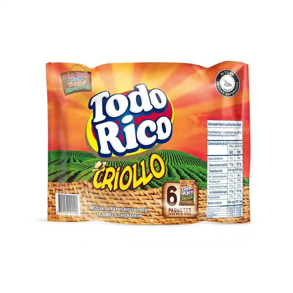 Pasabocas Todo Rico Criollox45g C/u