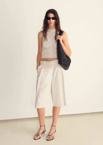 Bermuda Camberra Offwhite Talla 36 Mujer Mango