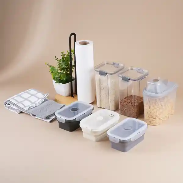 Contenedor de Alimentos Silicona Serie Silver Grey Negro Miniso