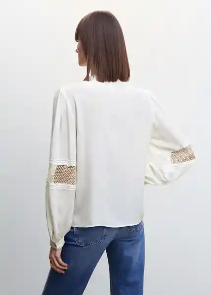 Blusa Lali Offwhite Talla L Mujer Mango