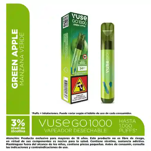 Vapeador Vuse Go 1000 Green Apple (1 Und)
