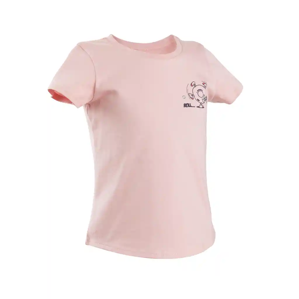 Camiseta de Fitness Manga Corta Para Niños Domyos 100 Rosado