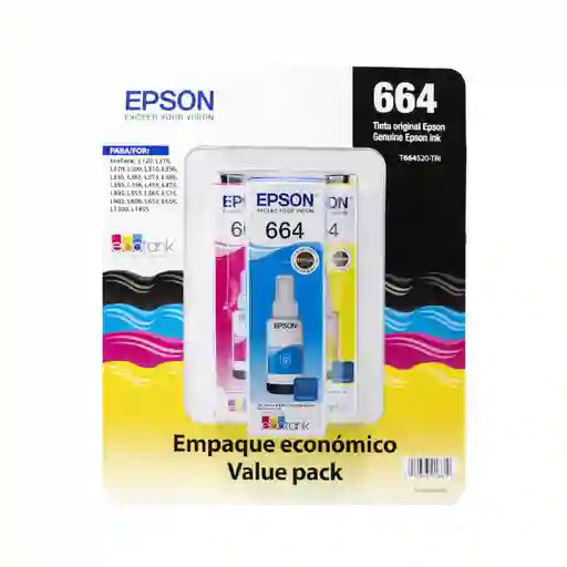 Kit Botella de Tinta Epson T664 Cian-magenta-amarillo