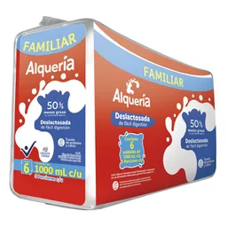 Leche Alqueria Semidescremada Deslactosada Sixpack (6000 Ml)