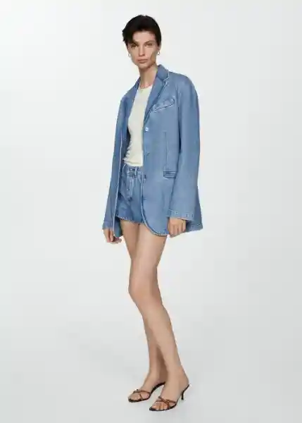 Blazer Americana Rowan Tejano Medio Talla M Mujer Mango