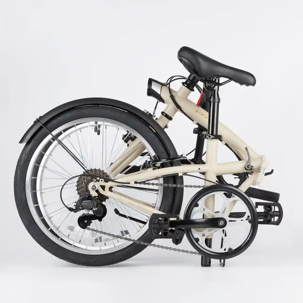 Bicicleta de Ciclismo Plegable 6 Velocidades Btwin Fold 120 - Beige