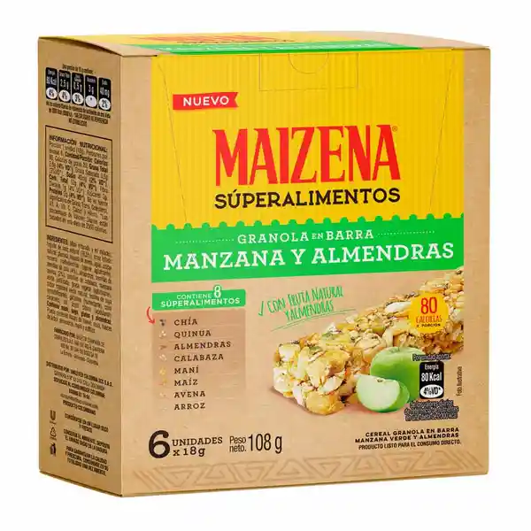 Granola en Barra Maizena Manzana Almendras