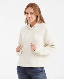 Buzo Hoodie Shiny Cord Crudo Cannoli Claro Talla M Chevignon