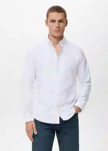 Camisa Oxford Blanco Talla XL Hombre Mango
