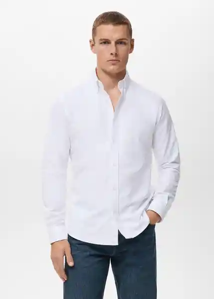 Camisa Oxford Blanco Talla XL Hombre Mango