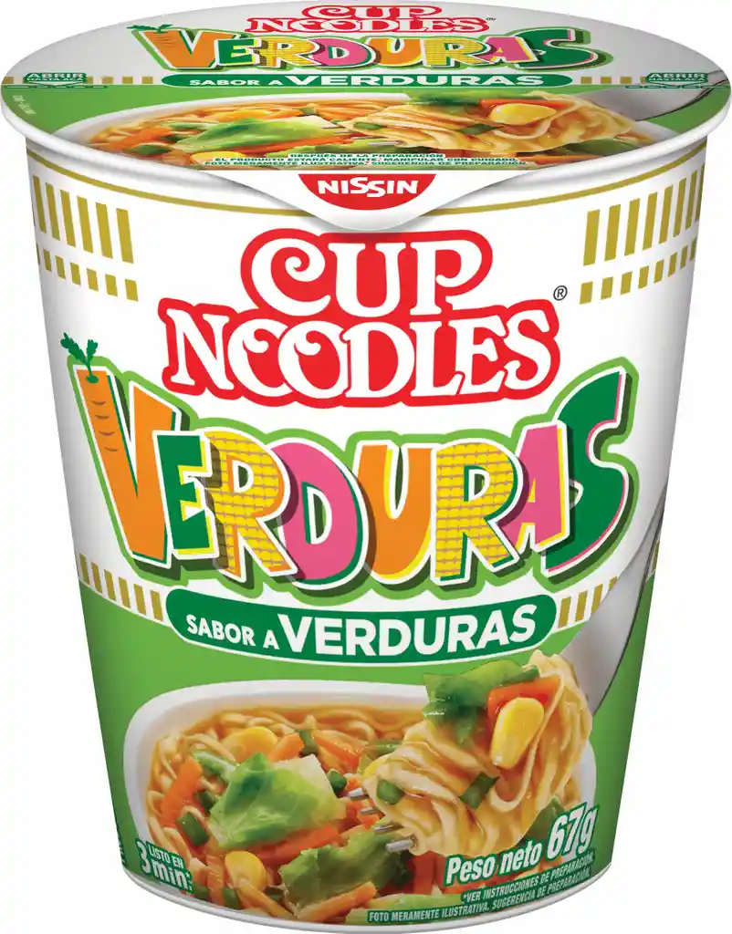 Cup Noodles Sopa Instantánea Sabor a Verduras