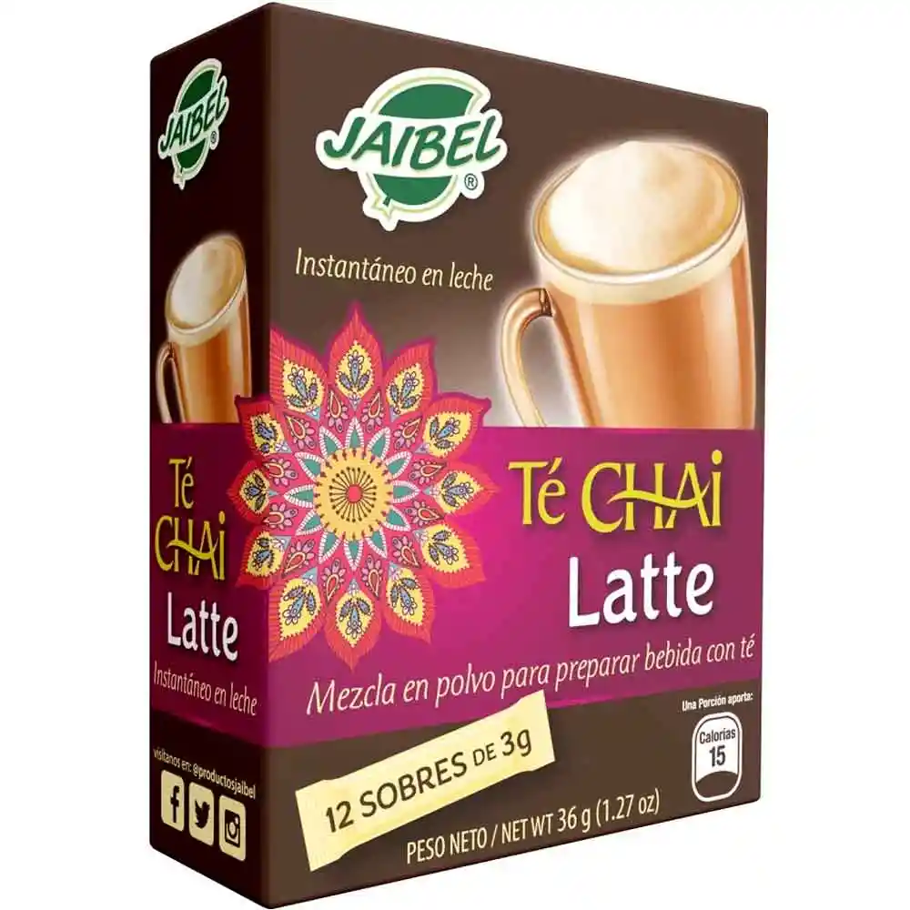Jaibel Mezcla en polvo Té Chai Latte en caja x12 u