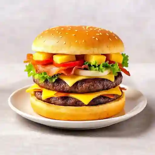 Hamburguesa hawaiana doble