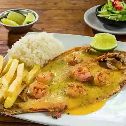 Trucha con camarones