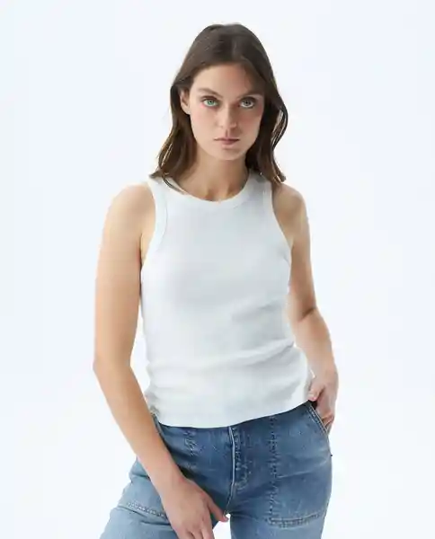 Camiseta Essential Ribbed Femenino Blanco 0 Claro XL Chevignon