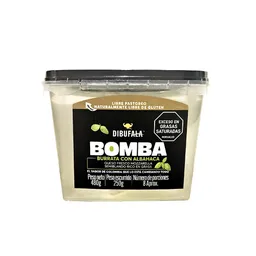 Burrata Con Albahaca Dibufala Queso Fresco de Pasta Hilada (250 Gr)