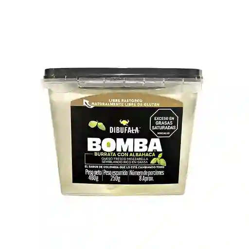 Burrata Con Albahaca Dibufala Queso Fresco de Pasta Hilada (250 Gr)