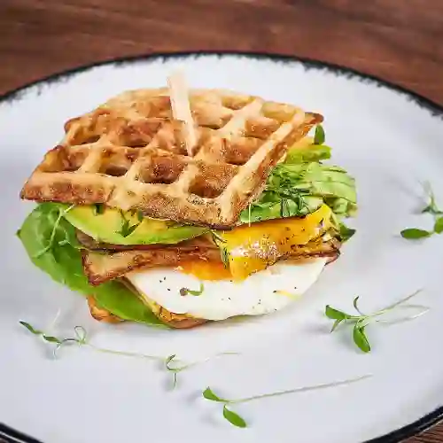 Avocado Waffle Sandwich & Egg