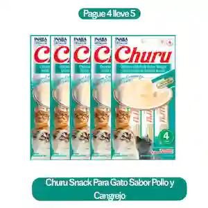 5 x Churu Snack Para Gato Sabor Pollo y Cangrejo