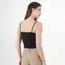 Camiseta Cuello V Manga Tiras Negro Talla S 726641