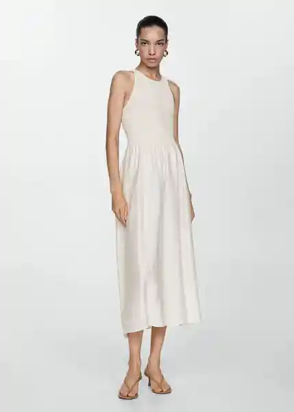 Vestido Noelia Offwhite Talla L Mujer Mango