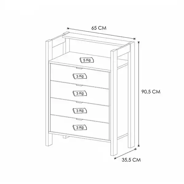 Muebles 2020 Cómoda Grecia Blanco/Nogal