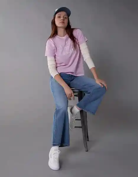 Camiseta Mujer Morado Talla SMALL 9931580 American Eagle