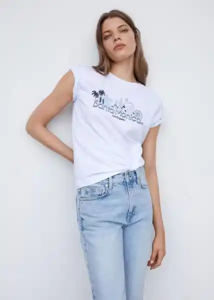 Camiseta Pstilubi Blanco Talla S Mujer Mango