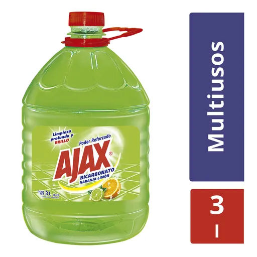 Limpiador Líquido Ajax Bicarbonato Naranja-Limón Botella 3 L