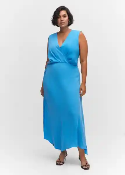 Vestido Manzana Turquesa Talla M Mujer Mango