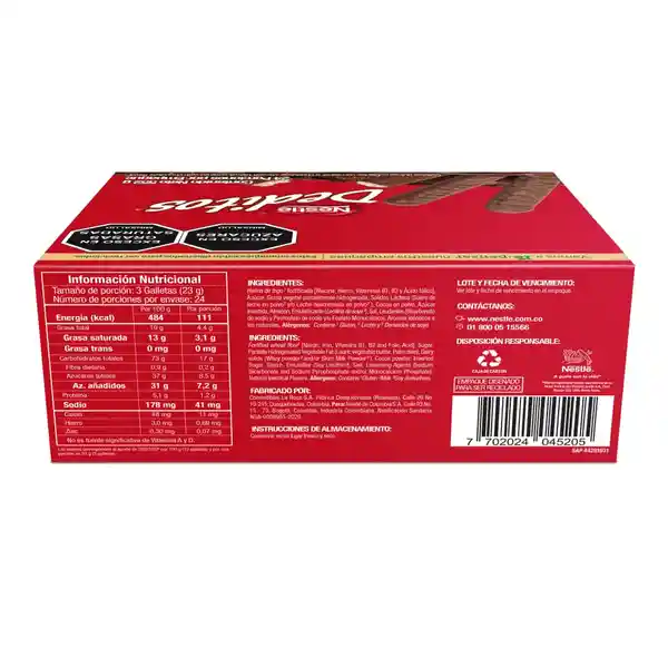 Galletas dulces DEDITOS cubiertas con sabor a chocolate 24 Unds x 552g