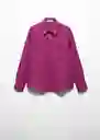 Camisa Lino Fucsia Talla 26 Mujer Mango