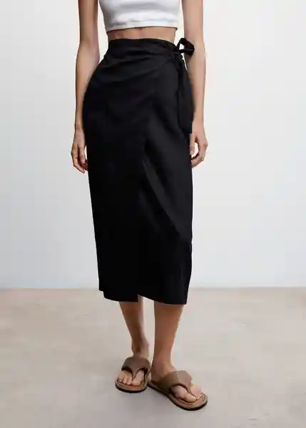 Falda Newpareo Negro Talla 27 Mujer Mango