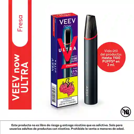 VEEV now ULTRA Fresa. Hasta 1100 PUFFS en 2ml.