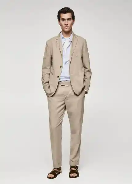 Blazer Americana Delave Beige Talla 52 Hombre Mango
