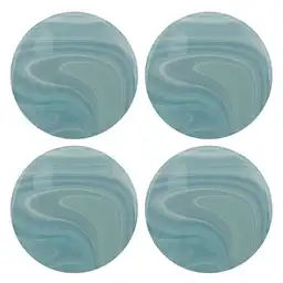 Marres Set Posavaso Ondas Azul Madera 10 x 1 cm