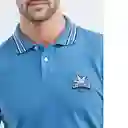 Camiseta Strips Neck Hombre Azul Medio Talla S Chevignon