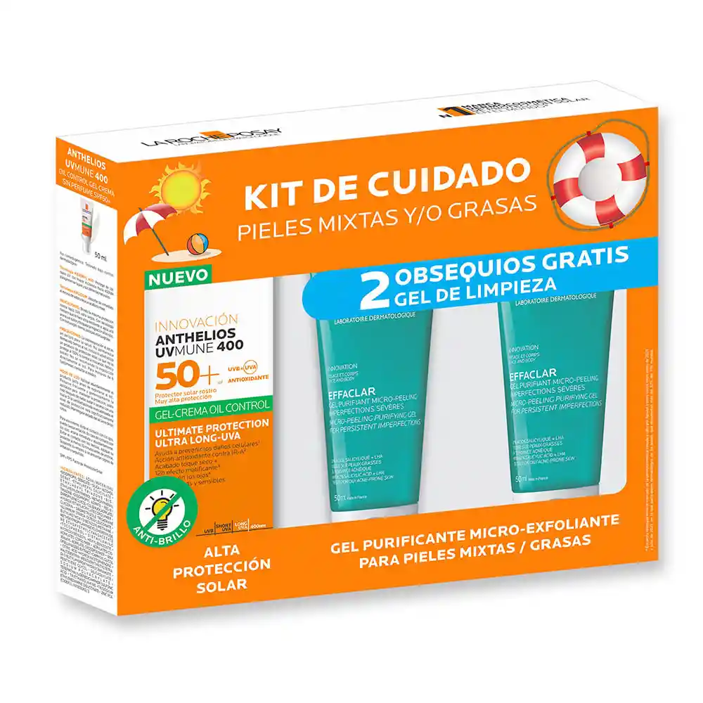 La Roche Posay Kit Cuidado Piel Anth Ts Gel Uv + Gel Limpieza